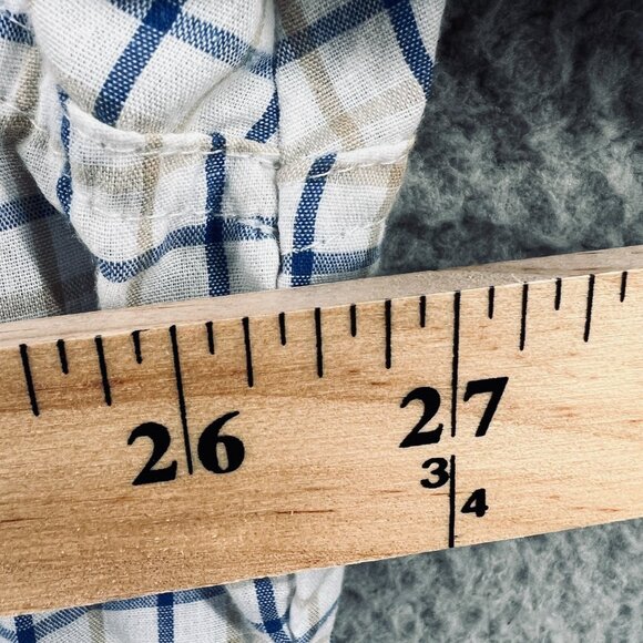 Wrangler Mens Western Shirt 2XL White Blue Plaid Pearl Snap Short Sleeve Pockets - Picture 5 of 8